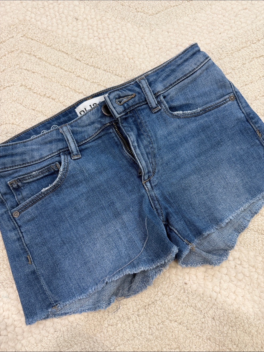 DL1961 Raw Hem Indigo Denim Cutoff Shorts